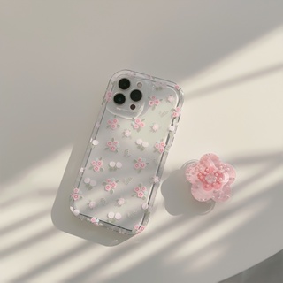 เคสโทรศัพท์มือถือแบบใส ลายดอกไม้ พร้อมที่ตั้งวาง สําหรับ iPhone 11 11promax 12 12Pro 12promax 13 13Pro 13promax 14 14Pro 14promax 11