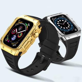 สายนาฬิกาข้อมือซิลิโคน โลหะ สเตนเลส สําหรับ iWatch Band 45 มม. Series 8 7 iWatch 6 5 4 SE 44 มม.