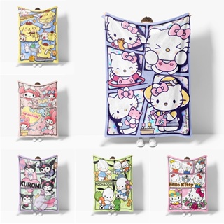 Sanrio ผ้าห่มสักหลาด ลายการ์ตูน Cinnamoroll &amp; Kuromi &amp; Hello Kitty &amp; Melody น่ารัก 4 ขนาด สําหรับเด็ก