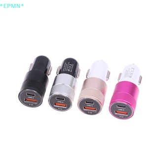 Epmn&gt; อะแดปเตอร์ชาร์จโทรศัพท์มือถือ 3.1A USB+PD Type-C ชาร์จเร็ว 15W สําหรับรถยนต์