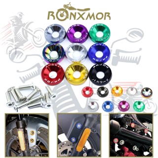 Ronxmor สกรูปะเก็น M6 สําหรับตกแต่งกรอบป้ายทะเบียนรถยนต์ รถจักรยานยนต์ JDM 10 ชิ้น