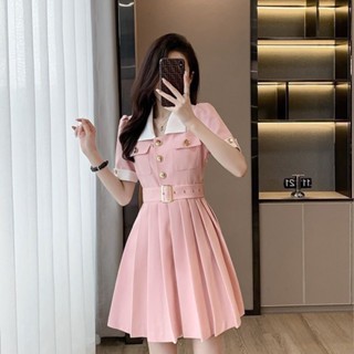 Summer 2023 new tea break French design feeling small man pleated Guangzhou 13-line dress dress