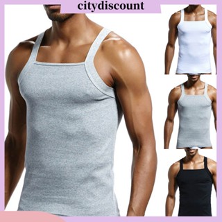 &lt;citydiscount&gt; เสื้อกล้ามลําลอง ผ้าฝ้าย แขนกุด ระบายอากาศ สีพื้น เหมาะกับการเล่นฟิตเนส สําหรับผู้ชาย