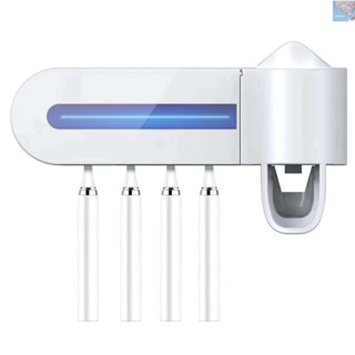 UV  Sanitizer Nail-free Wall Mounted Bathroom  Holder with Automatic Toothpaste Dispenser USB Charging for  Organizer for Ladies B