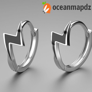 OCEANMAPDZ ต่างหูห่วง สีเงิน สไตล์พังก์ สตรีท สําหรับผู้ชาย ผู้หญิง