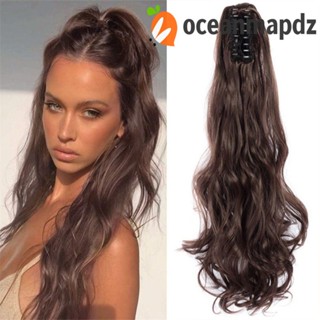 OCEANMAPDZ กิ๊บติดผมหางม้าสังเคราะห์ แบบหนา คุณภาพสูง สีดําบลอนด์ สําหรับผู้หญิง