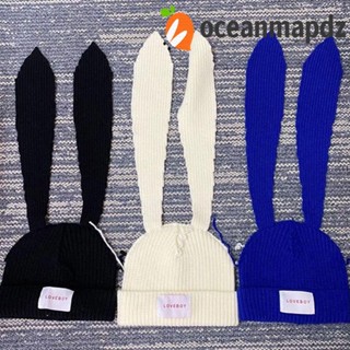 OCEANMAPDZ หมวกบีนนี่ ผ้าวูล แต่งหูกระต่ายน่ารัก แบบนิ่ม เหมาะกับฤดูใบไม้ร่วง และฤดูหนาว สําหรับผู้หญิง