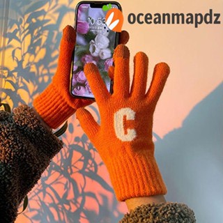 OCEANMAPDZ ถุงมือถัก แบบเต็มนิ้ว กันลม สีแคนดี้ เหมาะกับของขวัญ แฟชั่นฤดูใบไม้ร่วง ฤดูหนาว สําหรับผู้หญิง