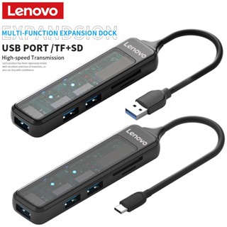 Lenovo 5 In 1 ฮับ USB 3.0 SD TF ขยายสัญญาณข้อมูล สําหรับ PC แล็ปท็อป