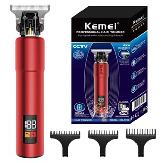 Kemei ปัตตาเลี่ยนตัดผมไฟฟ้า แบบชาร์จไฟได้ สําหรับผู้ชาย