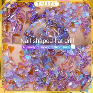 ✧Ready Stcok 50PCS Nail Art Mixed Super Sparkling Purple Rhinestone Jewelry Special Flat Bottom Shaped Daimond Ins Small Nail Accessories Manciure Tool For Nail Shop TALLER