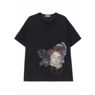 เสื้อยืดแขนสั้น ผ้าฝ้าย พิมพ์ลายพระพุทธรูป Yohji Yamamoto Yohji