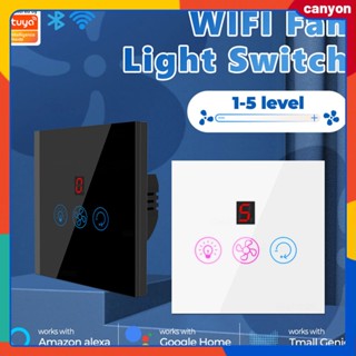 Tuya Wifi Smart Fan Light Touch Switch With Led Backlight Home Wall Fan Speed Switch Timing Countdown Function Support Voice Control canyon