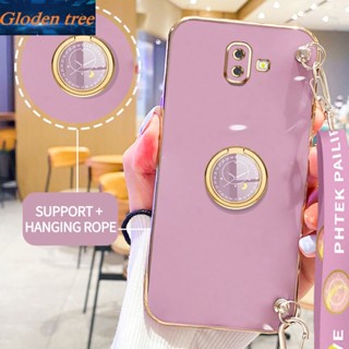 เคสโทรศัพท์มือถือ ลายต้นไม้ Gloden พร้อมขาตั้ง และสายคล้อง สําหรับ Samsung Galaxy J6 Plus J6+ J7 2017 J7 Pro J7 Prime J730 ON7 2016