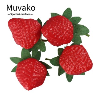 MUVAKO สตรอเบอร์รี่ปลอม พลาสติก เสมือนจริง สีแดง สําหรับพร็อพถ่ายภาพ 50 ชิ้น