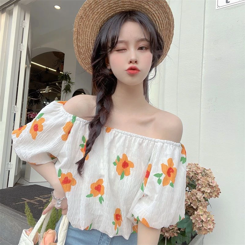 Bee เสื้อลายดอกแขนฟองแขนสั้นแฟชั่นผู้หญิง thumbnail 7