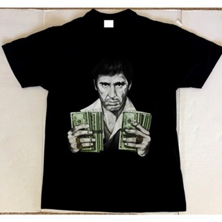 เสื้อยืดแขนสั้น พิมพ์ลาย Tony Montana Scarface Money แฟชั่นผู้ชาย ไซซ์ S-3XL XS-4XL-5XL-6XL 2018