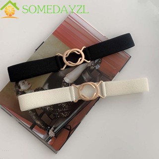 SOMEDAYZL เข็มขัดโลหะ หัวเข็มขัดทรงกลม สีทอง เรียบง่าย สไตล์วินเทจ สําหรับผู้หญิง