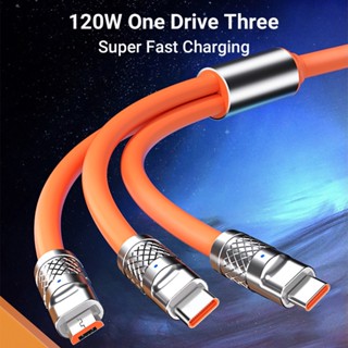 6A 3 in 1 สายชาร์จ Type C ชาร์จเร็ว Micro USB สําหรับ iP สายชาร์จ สําหรับ สายชาร์จโทรศัพท์ USB