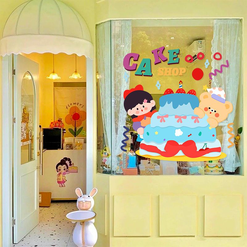 สติกเกอร์ ลายการ์ตูนน่ารัก สําหรับติดตกแต่งกระจก หน้าต่าง ประตู ร้านเค้ก เบเกอรี่ - รูปที่ 6