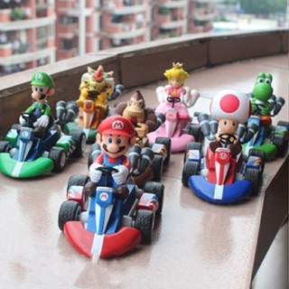 โมเดลฟิกเกอร์ Super Mario Mario Louis Pull Back Car Kart Racing ของเล่นสําหรับเด็ก