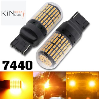 หลอดไฟเลี้ยว LED 7440 T20 W21W 144 SMD สีเหลืองอําพัน 2 ชิ้น