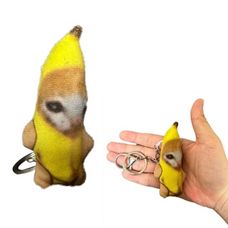 Jason Crying banana cat Crying cat meow with sound Funny voice keychain doll pendant