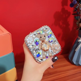 พาวเวอร์แบงก์กระจกแต่งหน้า 20000mAh แบบพกพา ขนาดเล็ก ชาร์จแบตเตอรี่ได้ มีสายเคเบิลในตัว