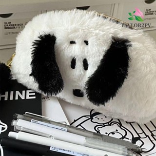 กระเป๋าดินสอ ขนาดใหญ่ จุของได้เยอะ ลายการ์ตูน Snoopy สีดํา และสีขาว สําหรับใส่เครื่องเขียน