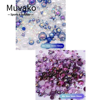 Muvako ไข่มุก พลอยเทียม 3 มม.-10 มม. 2 สี สําหรับงานฝีมือ 2 แพ็ก