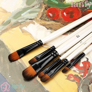 LANFY แปรงไนล่อน ด้ามจับไม้ สําหรับวาดภาพระบายสีน้ํา 12 ชิ้น ต่อชุด 2023