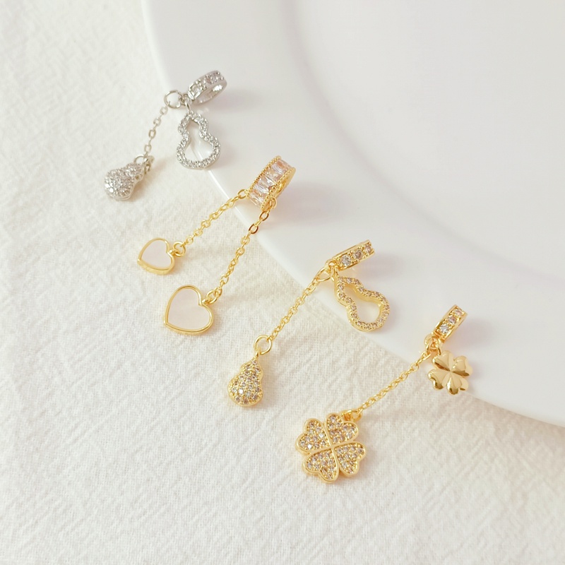 จี้ 14K Gold ฝังเซอร์โคเนียมผีเสื้อ Four-Leaf Clover Gourd Ginkgo Leaf DIY