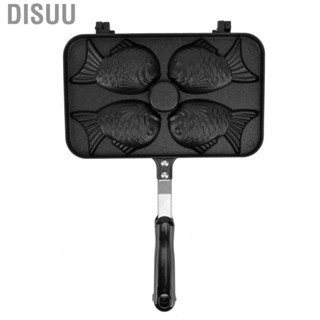 Disuu Taiyaki Frypan 4 Grids Non Stick Double Sided W/Black  Scalding Handle Alumi