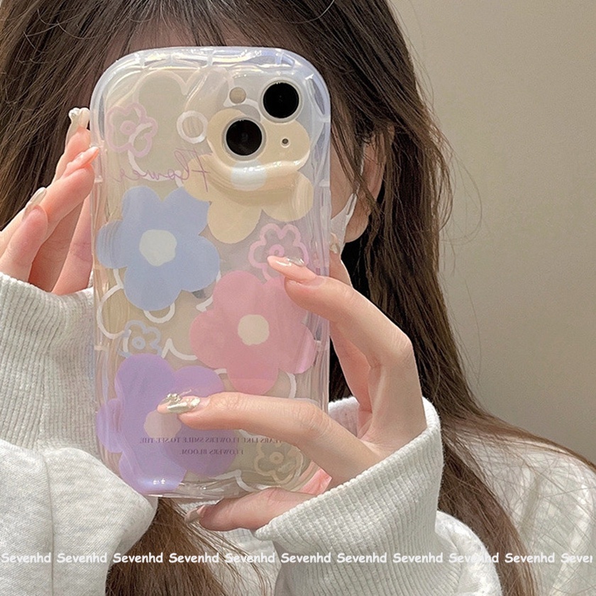 เคสป้องกันโทรศัพท์มือถือ ลายการ์ตูนดอกไม้ สําหรับ IPhone 15 14 13 12 11 Pro Max 8 7 6 6s Plus X Xr Xs Max SE 2020