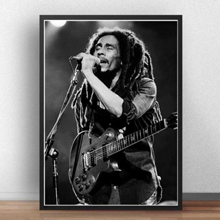 โปสเตอร์ภาพวาดผ้าใบ รูปนักร้อง Marley Legend Music สไตล์โมเดิร์น สําหรับตกแต่งผนังบ้าน ห้องนั่งเล่น