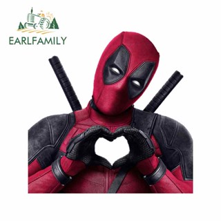 Earlfamily สติกเกอร์ กันน้ํา กันแดด กันรอยขีดข่วน ลายหัวใจ Deadpool ขนาด 13 ซม. x 11.9 ซม. สําหรับ VAN RV SUV