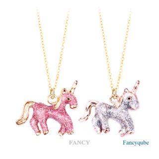 Fancy สร้อยคอ จี้ยูนิคอร์น สัตว์น่ารัก สําหรับผู้หญิง อารมณ์ พลอยเทียม ม้า ทอง สาว ปาร์ตี้ เครื่องประดับ