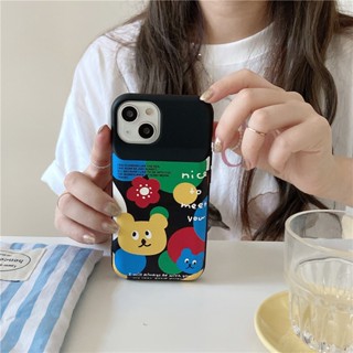 เคสโทรศัพท์มือถือ ซิลิโคน กันกระแทก ลายกราฟฟิตี้หมีน่ารัก สําหรับ Iphone 12 11 13 14 PRO MAX 14 13ProMax 12 13pro 11 14pro