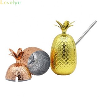 ⭐READY STOCK ⭐1Pc Copper Mugs Fruits Cup Pineapple Sippy Cocktail Cup Fashion Straw Cups