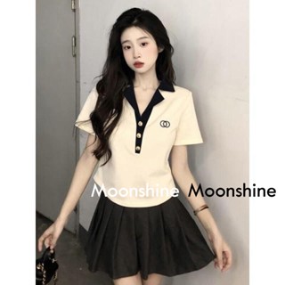 Moon  เสื้อครอป เสื้อแฟชั่นผู้หญิง y2k สีพื้น สําหรับผู้หญิง ใส่ไปคลับ ปาร์ตี้ 2023 NEW Jl1022 Korean Style พิเศษ Comfortable สบาย A29J1HE 36Z230909