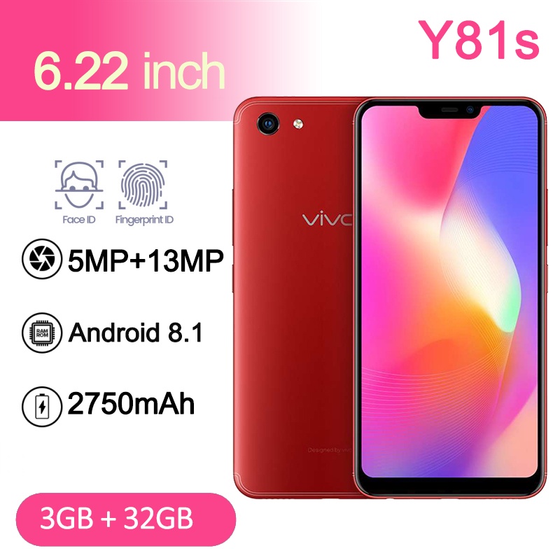 สมาร์ทโฟน Vivo Y81s ดั้งเดิม 6GB + 128GB หน้าจอขนาดใหญ่ 6.22 นิ้ว 2750mAh การจดจําใบหน้าแบตเตอรี่ขนา