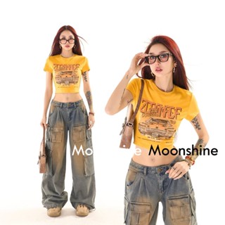 Moon  เสื้อครอป เสื้อแฟชั่นผู้หญิง y2k สีพื้น สําหรับผู้หญิง ใส่ไปคลับ ปาร์ตี้ 2023 NEWJl1122 คุณภาพสูง สบาย Beautiful ทันสมัย A29J1AZ 36Z230909