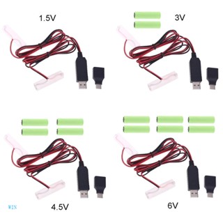 Win สายเคเบิลพาวเวอร์ซัพพลาย USB Type C เป็น Dual LR6 AA 1 เมตร สําหรับไฟ LED