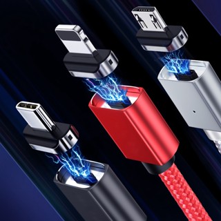 Westvirginia267 สายชาร์จแม่เหล็ก 3A Fast Charging Transmission Wire 2 in 1 with Micro USB Plug TPYE C Connector