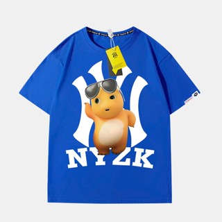 Nyzk เสื้อยืดผ้าฝ้าย แขนห้าส่วน ทรงหลวม ลายมังกรนม แฟชั่นฤดูร้อน สําหรับคู่รัก