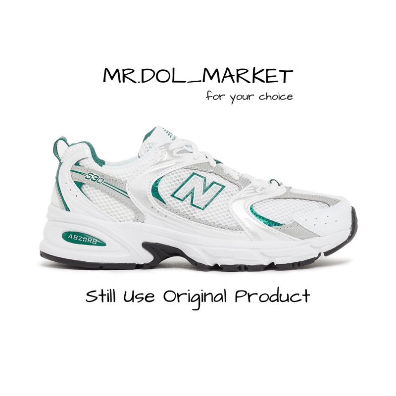 ของแท้ 100% New Balance 530 MR530AB White Silver Green Sneakers