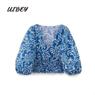 Uibey เสื้อเชิ้ตแฟชั่น พิมพ์ลาย เรียบง่าย อเนกประสงค์ 3376