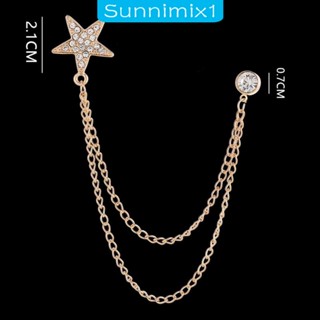 [Sunnimix1] เข็มกลัดโซ่ จี้รูปดาวห้าแฉก ประดับพู่ สําหรับผู้ชาย