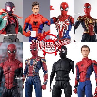 Shf ตุ๊กตาฟิกเกอร์ Spider-Man Ps4 Peter B Parker Marvel Miles Morales Parallel Universes2