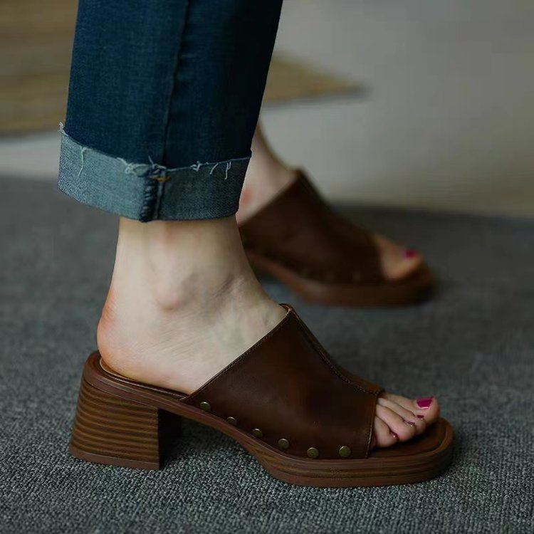 รองเท้าส้นสูง เปิดนิ้วเท้า ส้นหนา กันน้ํา สไตล์เกาหลี สไตล์สุภาพสตรี ขนาด 34-40 - รูปที่ 5